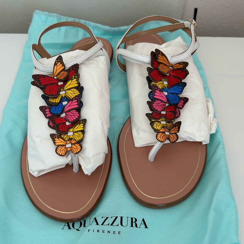 NIB Aquazzura Papillon Butterfly Sandals Sz 38 EU